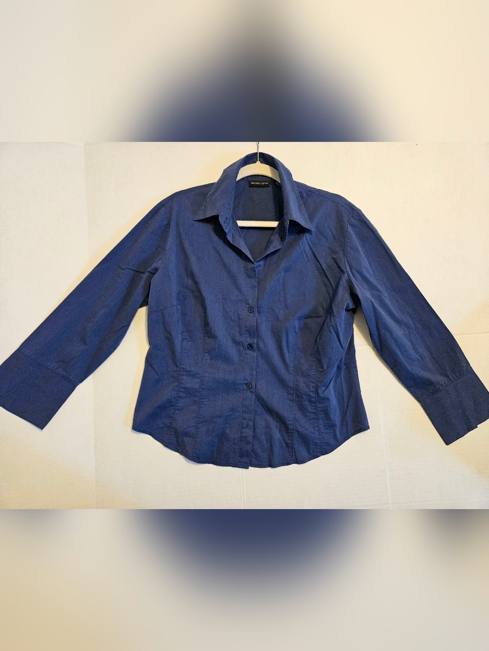 New York & Company Navy Stretch Button-Up Shirt